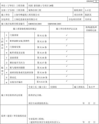 门窗安装工程检验批质量验收记录表(铝合金门窗)